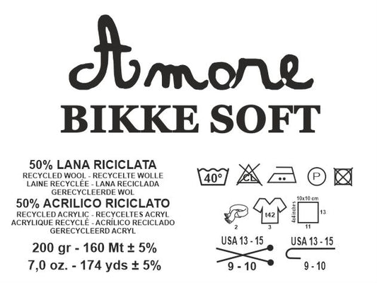 Bikke soft , filato misto lana bottonato ritorto prodotto in Italia ideale per accessori a maglia o uncinetto