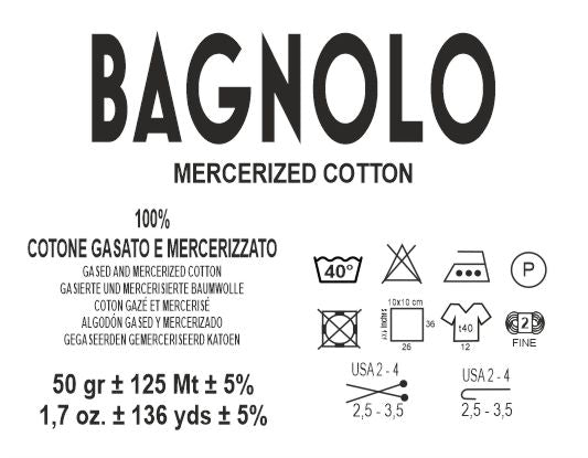 Bagnolo Filato 100% Cotone Gasato Mercerizzato Made in Italy – Confezione 5 Gomitoli da 50 g (125 m)